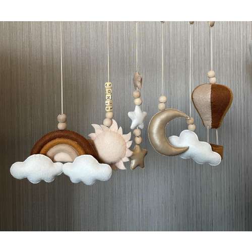 Baby Gym Hanging Toys, Woodland Baby Play Gym Toys, Rainbow, Cloud, Balloon, Stars, Moon Gym Toys, Montessori Toys, Felt Toys, Newborn Gift