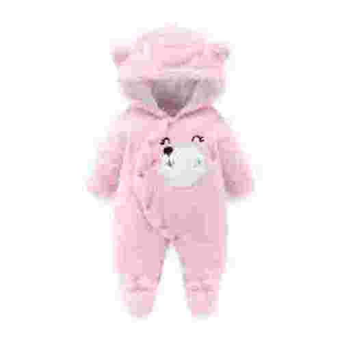TAIAOJING Baby Girls Jacket Toddler Boys Buttons Fuzzy Hooded Bear Romper Jumpsuit Coat Outwear Clothes 0-3 Months