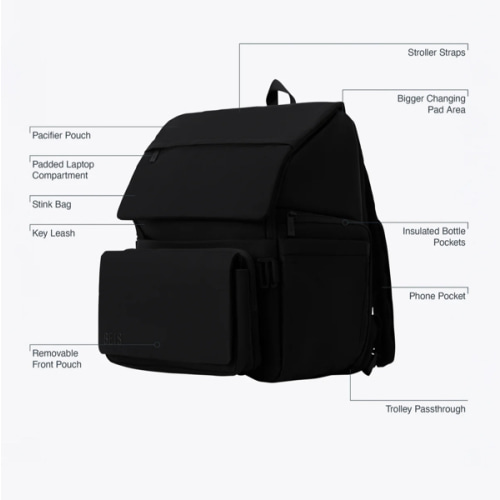 BÉIS 'The Ultimate Diaper Backpack' in Black - Best Backpack Diaper Bag in Black