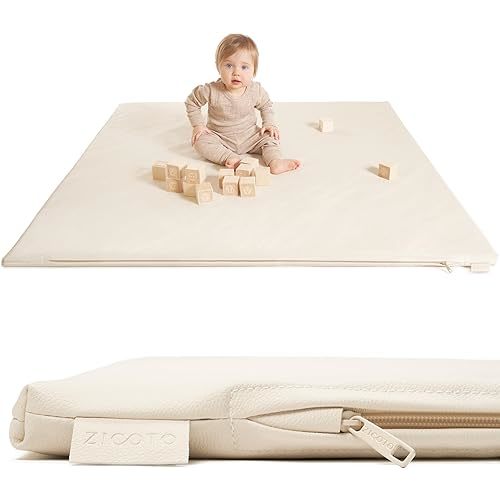 Stylish Padded Baby Play Mat for Your Boy or Girl - Extra Thick & Super Soft Vegan Leather Floor Mat Creates A Safe Play Area for Little Ones - A Beautiful Playmat That Fits Nicely Into Any Playroom