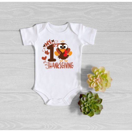 My First Thanksgiving Onesie® - 1st Thanksgiving Baby Bodysuit - Little Turkey Onsie - Baby Thanksgiving Onsie