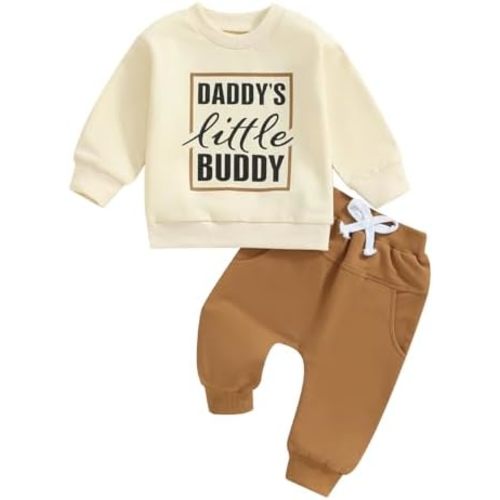 Toddler Baby Boy Fall Clothes Letter Print Long Sleeve Sweatshirt Elastic Pants Cute Kids Winter Outfits