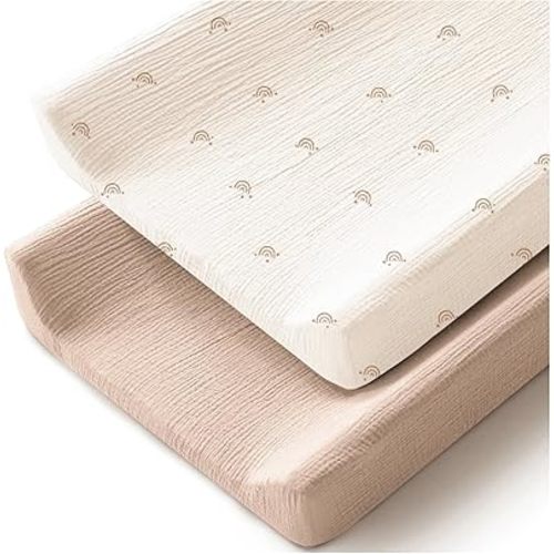 Changing Pad Cover for Neutral Baby Muslin Soft Cotton Diaper Changing Table Pad Cover Changing Pad Sheets for Girls and Boys - 2 Pack