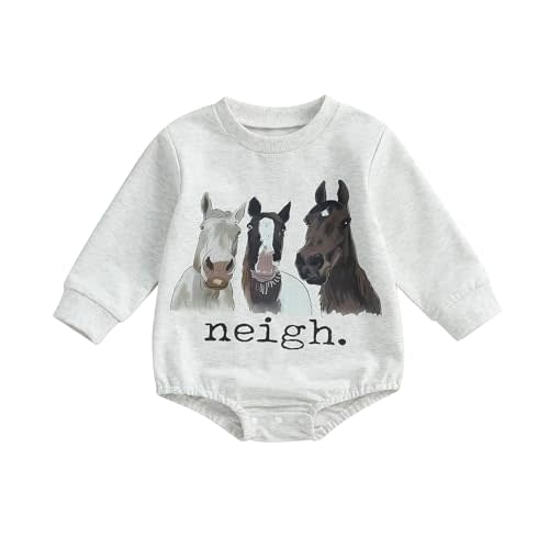 Ursobutegl Newborn Baby Boys Romper Sweatshirt Western Country Farm Long Sleeve Bubble Bodysuit Jumpsuit Fall Winter Clothes
