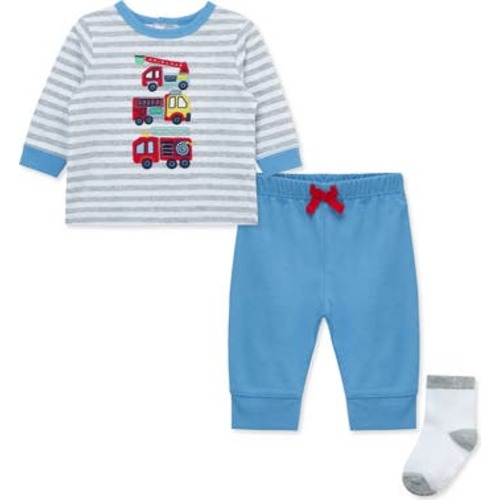 Firetrucks Long Sleeve T-Shirt, Joggers & Socks Set, 6M