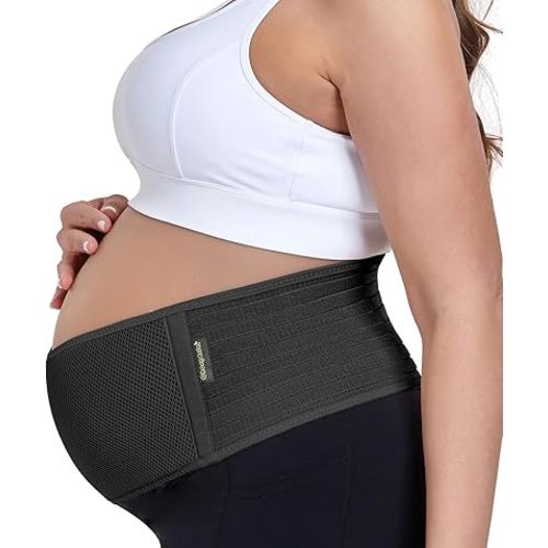ChongErfei Maternity Belt Pregnancy Belly Band Back Support Abdominal Binder Back Brace - Relieve Back, Pelvic, Hip Pain (Z-Black, One Size)