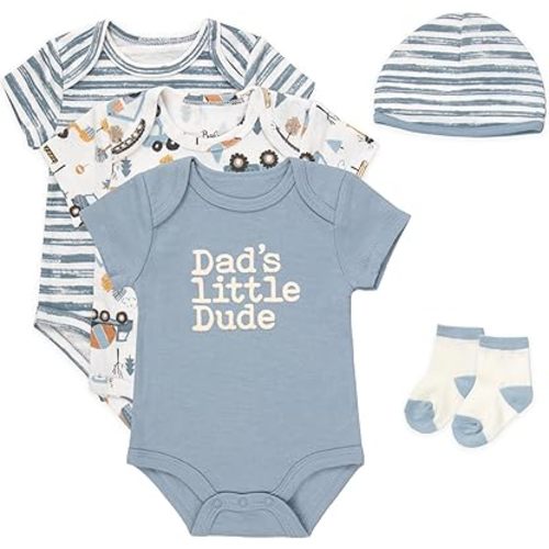 Baby Essentials Baby Boys 5 Piece Bodysuit Set