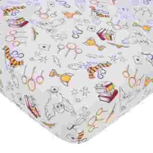 Warner Brothers Harry Potter Hogwarts Printed Icon Fitted Crib Sheet