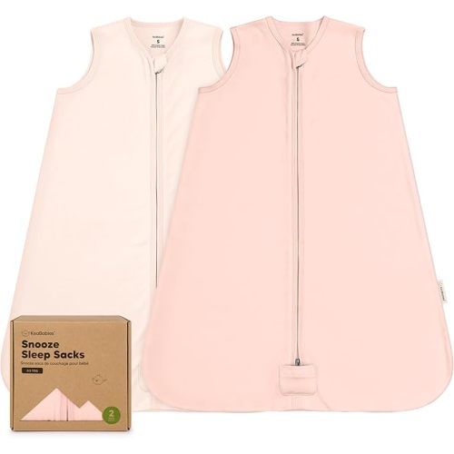 2-Pack Baby Sleep Sacks, Zipper Wearable Blanket - 0.5TOG Organic Cotton, Lightweight, Soft Cozy Infant Sleeping Sack 3-6 months, Easy to Wear Small Newborn Transition Swaddles Sleepsacks (Mist Rose)