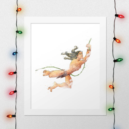 TARZAN, Tarzan Print, Tarzan Watercolor, Tarzan Wall Art, Tarzan Nursery, Tarzan Movie print, Tarzan Poster, Digital Print