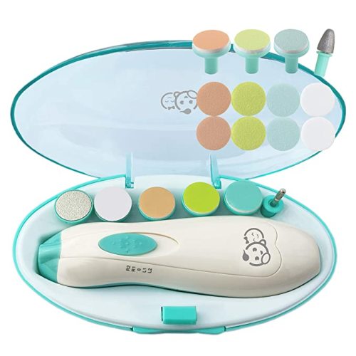 Baby Nail Clippers 20 in 1 by Royal Angels | Safe Electric Baby Nail Trimmer, Baby Nail File Kit, Additional Replacement Heads, Newborn Toddler Toes and Fingernails, Trim and Polish (Green)