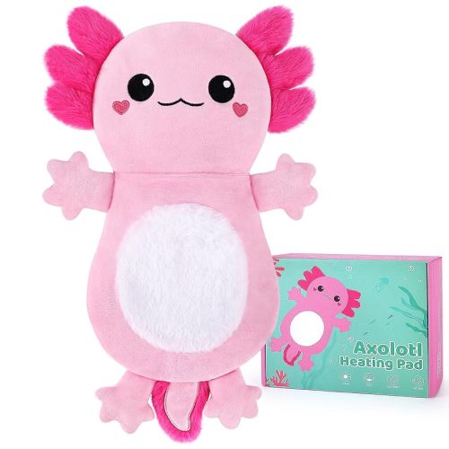 Axolotl Microwave Heating Pad for Period Cramps, Cute Animals Microwavable Heating Pad for Women and Kids, Cute Pink Axolotl Plush Toy with Removable Heat Pack for Shoulder Neck Knee Pain Relief
