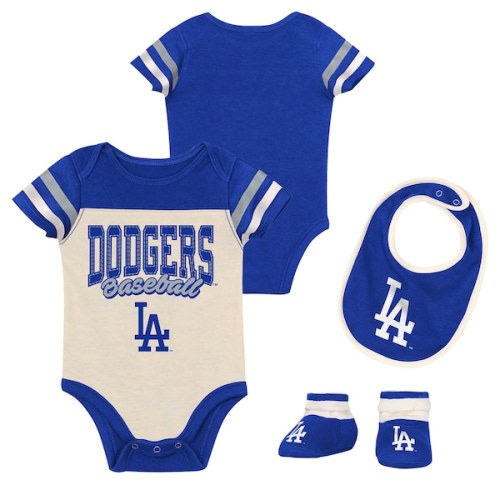 Los Angeles Dodgers Outerstuff Newborn Up One Three-Piece Bodysuit, Bib & Booties Set - Royal