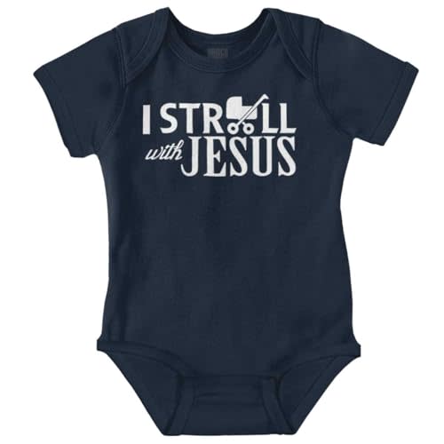 Brisco Brands I Stroll Jesus Christian Religious Baby Romper Boys or Girls