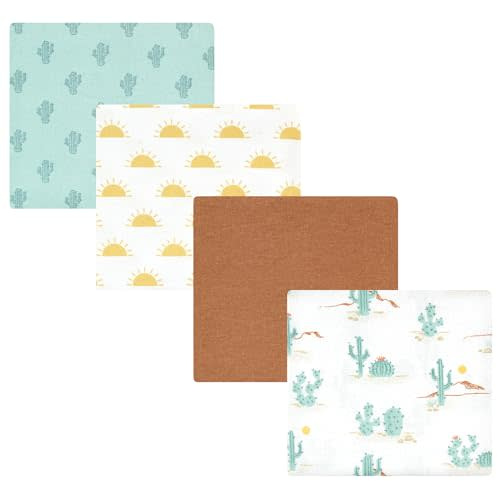 Hudson Baby Unisex Baby Cotton Flannel Receiving Blankets, Desert Cactus, One Size