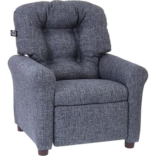 The Crew Furniture Traditional Kids Recliner, Toddler Ages 1-5 Years, Home Décor Polyester Linen, Gray