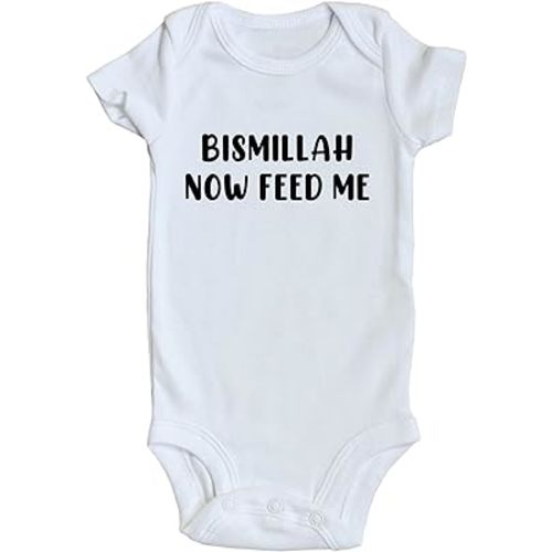 TwentyFourDoves Bismillah Now Feed Me, Baby Bodysuit, Ramadan, Eid Mubarak, Muslim Baby