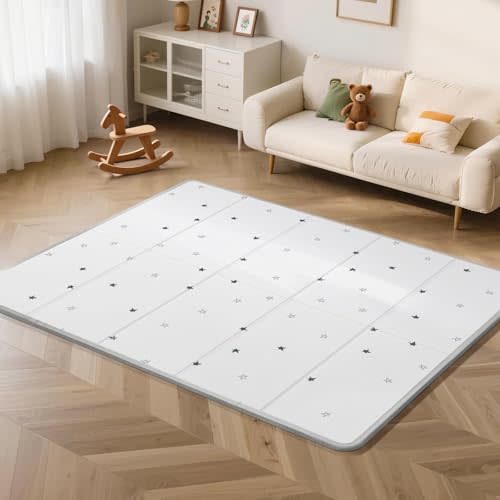 Baby Play Mat,79"X71"Extra Large Play Mat,Non-Toxic Tummy Time,Baby Play Mats for Floor,Waterproof,Baby Crawling Mat,Soft Foam Mat for Babies and Toddlers,Reversible & Portable Star and Rainbow