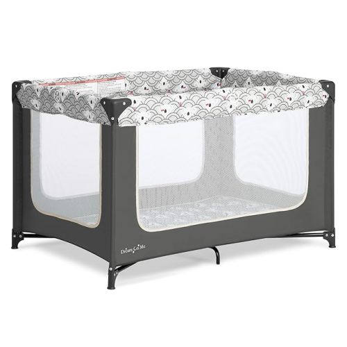 Dream On Me Zodiak Baby Playard, Breathable Mesh Sides, Soft Comfortable Mattress, Quick & Easy to Fold with Travel Carry Bag, Compact Space Saving Design - Gray