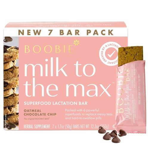 Boobie Bar Superfood Oatmeal Chocolate Chip Lactation Bar for Breastfeeding Moms to Increase Milk Supply | #1 Selling Lactation Snack Bars | Vegan, Fenugreek-Free, Gluten-Free, Dairy-Free (7 Bars)