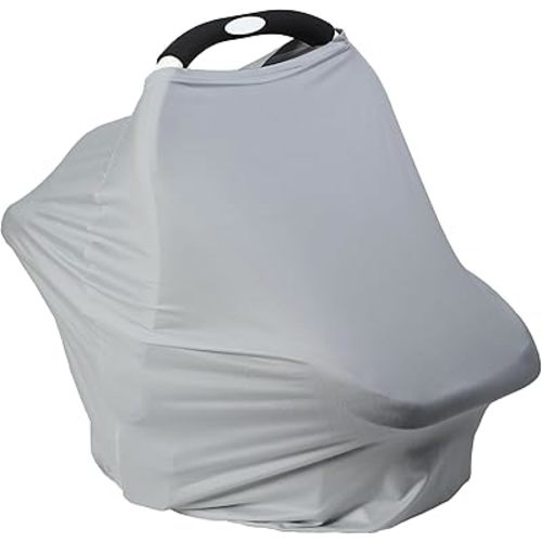 Breathable Car Seat Cover for Babies – Multi-Purpose Soft Rayon Nursing Cover for Breastfeeding, High Stretchy Infant Carseat Canopy, Stroller Cover (Smooth Rayon, Light Grey)