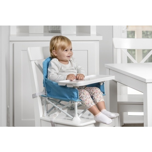 Regalo Portable My Chair Booster Seat, Multi-Functional, Two Anchor Straps, Attachable Tray, Up to 37 lb, Aqua Blue, Ages 9 to 36 Months, Unisex