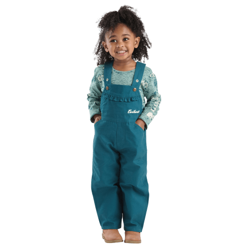 Carhartt Horse Print Long-Sleeve T-Shirt and Canvas Overalls 2-Piece Set for Toddlers