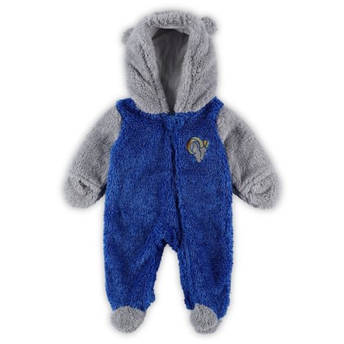 Los Angeles Rams Newborn & Infant Game Nap Teddy Fleece Bunting Full-Zip Sleeper - Royal/Gray