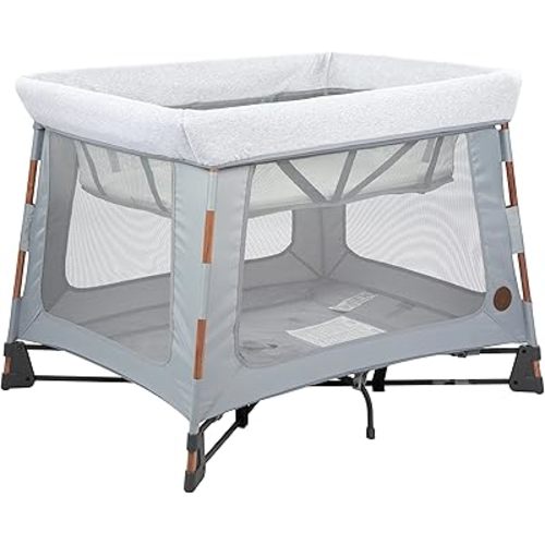 Maxi-Cosi Swift Lightweight Portable Playard, 1-Step Fold Playpen with Travel Bag, 2-Stage Mattress for Newborn to Toddlers, Essential Grey