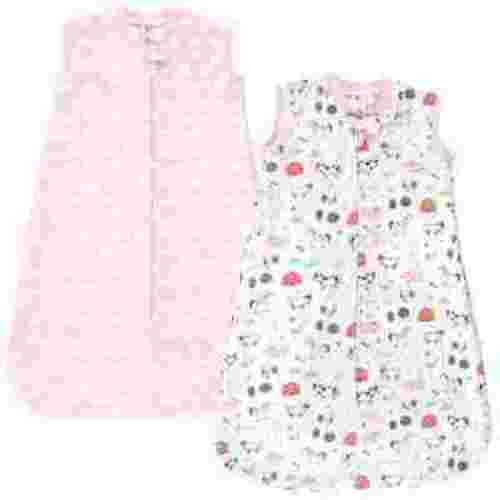 Hudson Baby Infant Girl Premium Quilted Sleeveless Sleeping Bag and Wearable Blanket, Girl Farm Animals, 0-6 Months