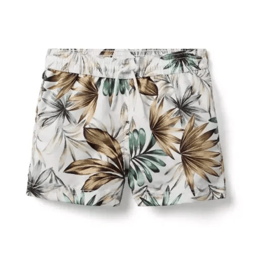 Boy White Leaf Recycled Leaf Swim Trunk by Janie and Jack