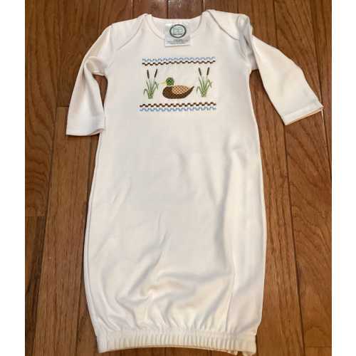 Mallard duck gown, duck lover, duck hunting, baby boy gown, newborn gown, duck gown
