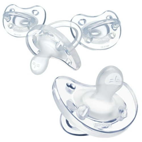 Chicco PhysioForma® Orthodontic One-Piece Silicone Pacifier, 4-Pack, 0-6m - Clear, New
