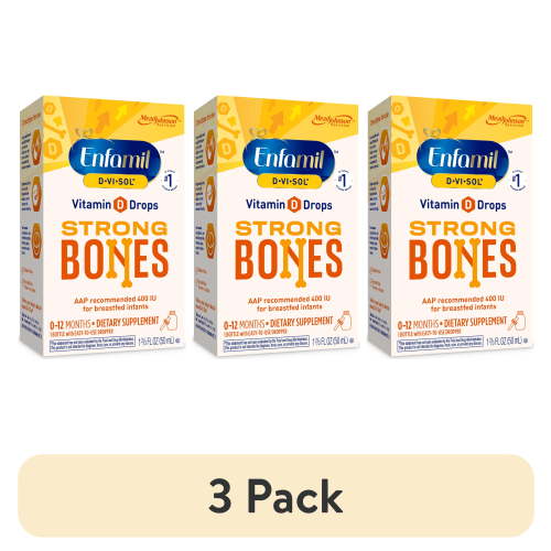 (3 pack) Enfamil Baby Vitamin D-Vi-Sol Liquid Vitamin D Drops, Supports Strong Teeth & Bone Development, 50mL Bottle