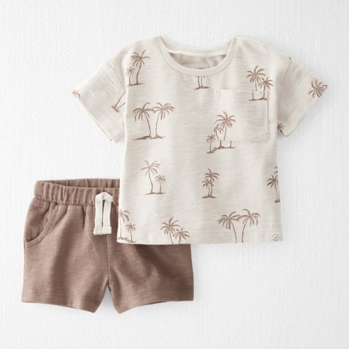 Cream, Koala brown Baby 2-Piece Palm Tree Print Set Made with Organic Cotton | Carter’s Oshkosh Canada