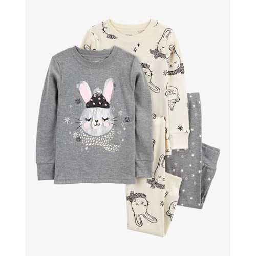 Toddler 4-Piece Bunny Cotton Blend Pajamas