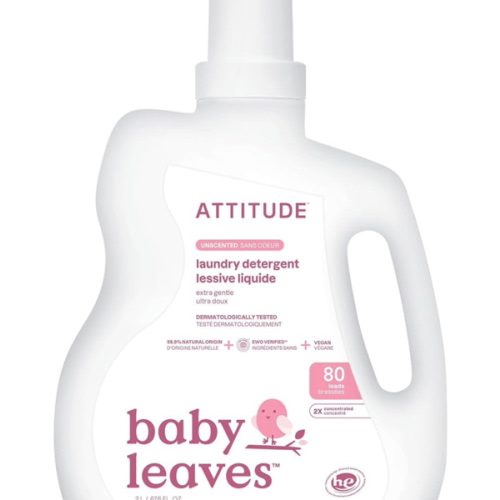 ATTITUDE Baby Laundry Detergent Liquid, EWG Verified, Safe for Baby Clothes, Infant and Newborn, Vegan and Naturally Derived Washing Soap, HE Compatible, Unscented, 80 Loads, 67.6 Fl Oz