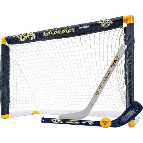 Franklin Sports NHL Mini Hockey Set - Kids Indoor Knee Hockey Goal, Ball, + 2 Stick Combo - Youth Team Indoor Toy Set - Official - Ages 3+