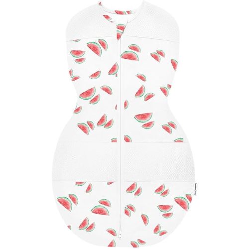 Happiest Baby Sleepea 5-Second Swaddle - 100% Organic Cotton Baby Swaddle Blanket - Doctor Designed Promotes Healthy Hip Development (Ivory Watermelons, Small)