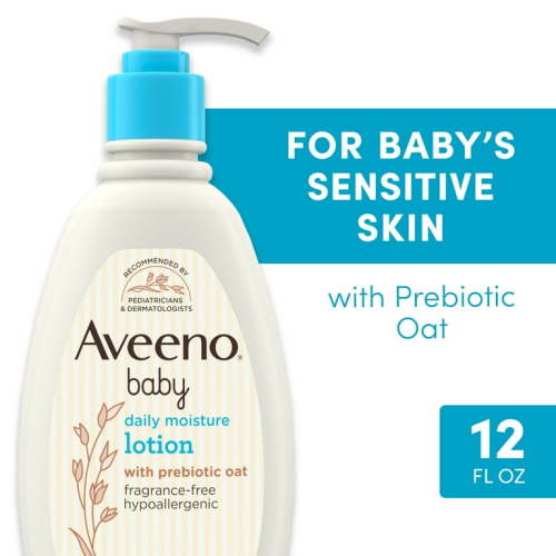 Aveeno Baby Daily Moisture Body Lotion with Oats for Newborn Comfort, 12 fl oz
