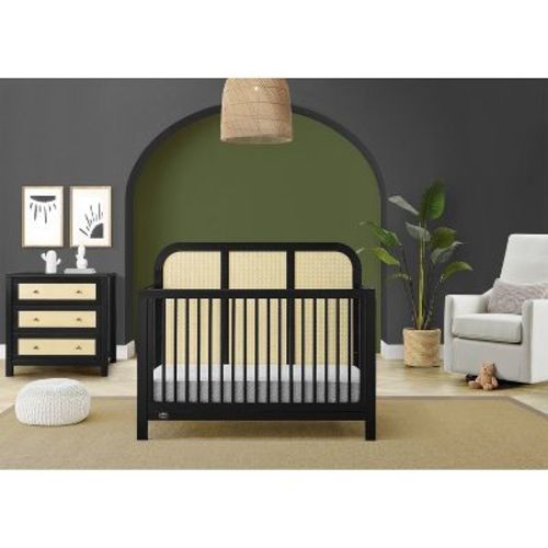 Simmons Kids' Theo 6-in-1 Convertible Crib - Greenguard Gold Certified - Black/Textured Almond