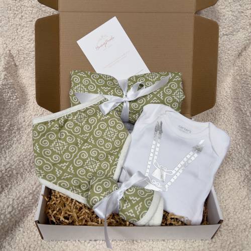 Hmong Pattern Swaddle Gift Box (Olive Green)