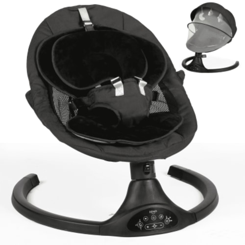 Baby Swing for Infants - Electric Infant Swing with 3 Swing Speeds and 10 Lullabies, Portable Indoor Baby Rocker, Touch Screen Control and Remote Control, Bluetooth, Black