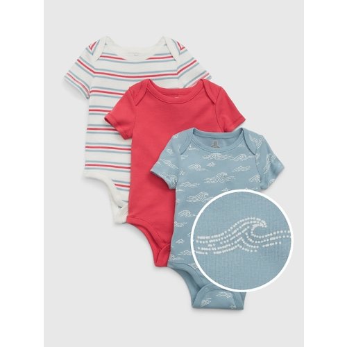 Baby Print Bodysuit (3-Pack) in blue ice, size: 0-3 M