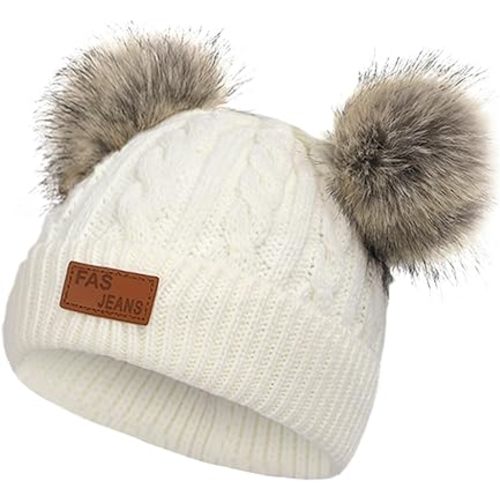 Century Star Baby Girl Hats Winter Cute Baby Beanie for Girls Boys Knit Baby Hats Warm Infant Toddler Beanie Pom Pom Cap