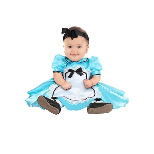 Adventurous Alice Infant Costume - Satin Dress with Tulle Petticoat and Ribbon Headband