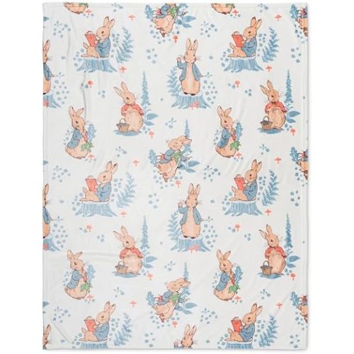 Franco Peter Rabbit Book Easter Kids Bedding Super Soft Cozy Throw, 46 in x 60 in, (Officially Licensed Product)
