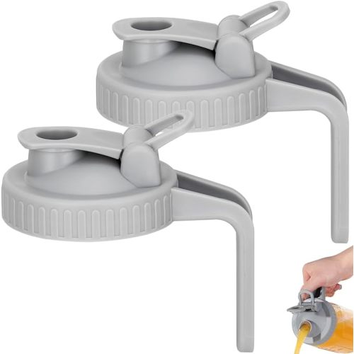 Mason Jar Pour Spout Lid for Wide Mouth Mason Jars, Airtight Mason Jar Pitcher Flip Cap Lid With Handle, Leak-Proof and Durable, Pack of 2 - 2 Pack