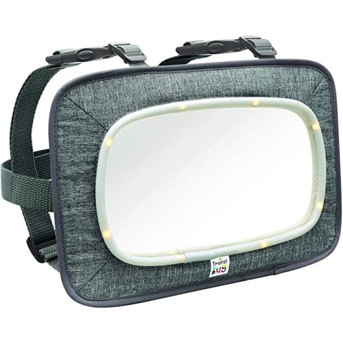 Travel Bug Baby & Toddler Car Back Seat Safety Jumbo Mirror - Shatter Resistant - Rear & Forward Facing (Lighted)