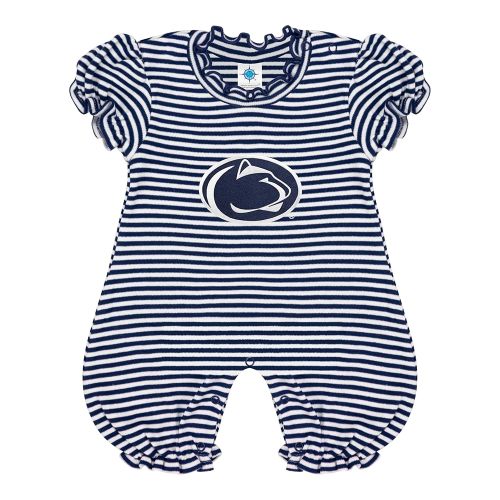 Creative Knitwear College Baby Striped Puff Sleeve Romper - Team Logo, Many Colors, for Girls (Newborn-12 Months)